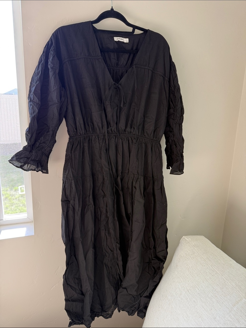 Mod Ref Black Long Sleeve Cotton Dress Large